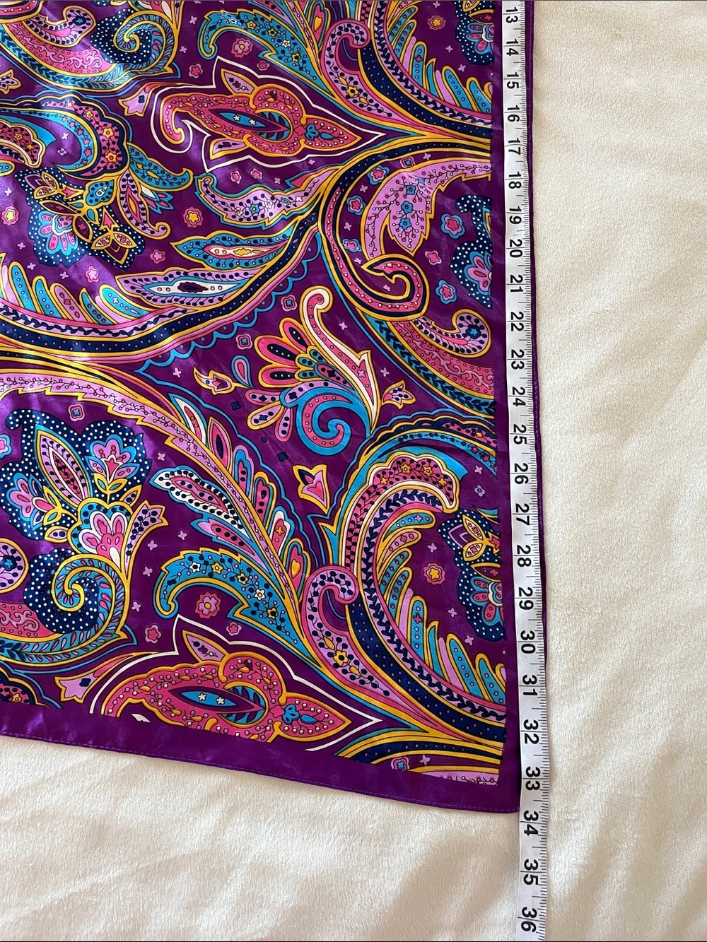 Purple Paisley Decorative silk scarf - Picture 5 of 6